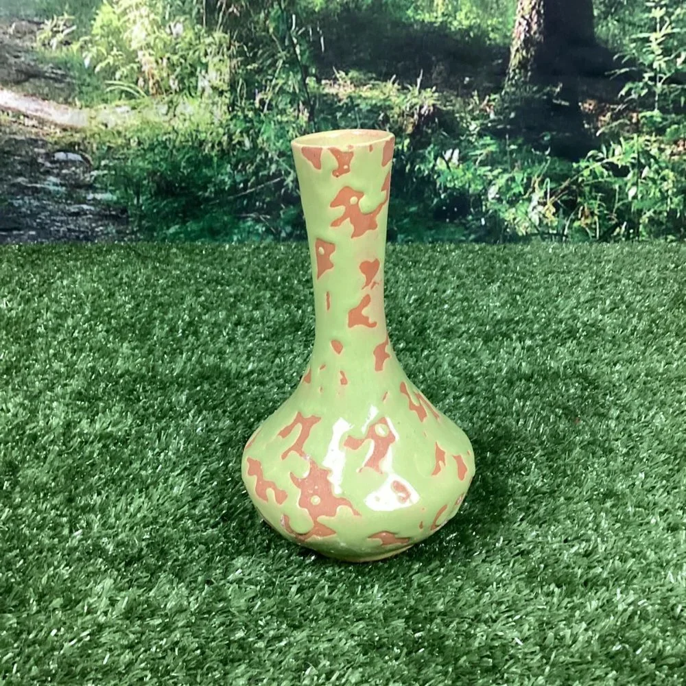 Vintage Bud Vase Green Drip Glaze
